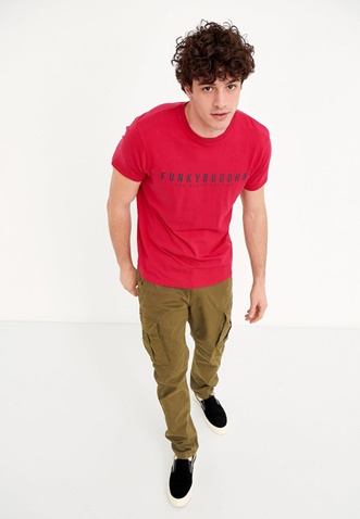 FUNKY BUDDHA-Ανδρικό t-shirt FUNKY BUDDHA κόκκινο