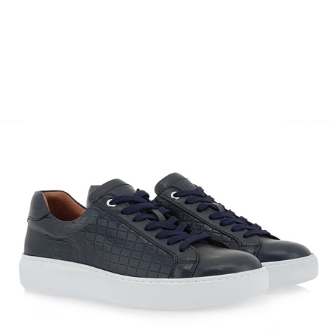 ARONAY-Ανδρικά δερμάτινα casual sneakers ARONAY Q560A8312 μπλε