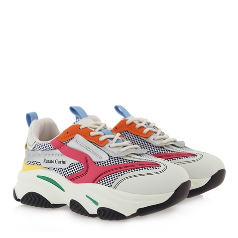 RENATO GARINI-Γυναικεία sneakers RENATO GARINI Q103R0812 λευκά ροζ κίτρινα