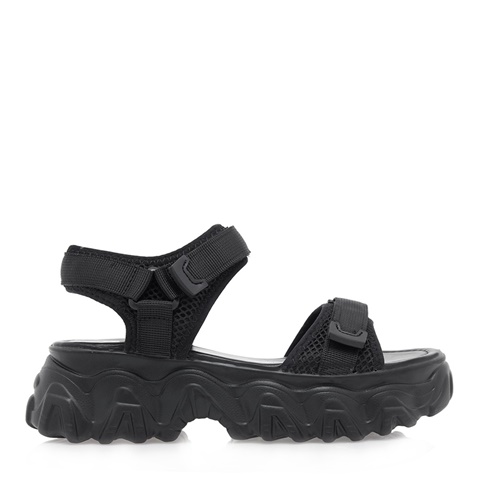 SEVEN-Γυναικεία πέδιλα flatforms SEVEN O469Q9863 μαύρα
