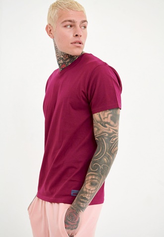 FUNKY BUDDHA-Ανδρικό essential t-shirt FUNKY BUDDHA magenta μοβ