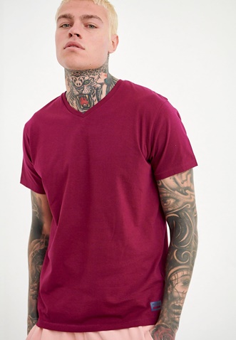 FUNKY BUDDHA-Ανδρικό essential t-shirt FUNKY BUDDHA magenta μοβ