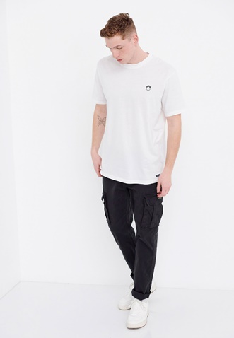 FUNKY BUDDHA-Ανδρικό t-shirt FUNKY BUDDHA λευκό με τύπωμα στο στήθος