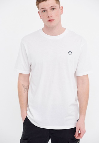 FUNKY BUDDHA-Ανδρικό t-shirt FUNKY BUDDHA λευκό με τύπωμα στο στήθος