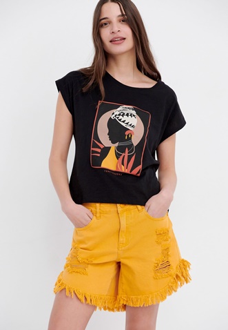 FUNKY BUDDHA-Γυναικείο t-shirt FUNKY BUDDHA t-shirt μαύρο