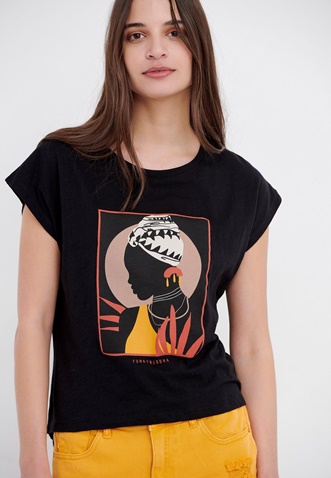 FUNKY BUDDHA-Γυναικείο t-shirt FUNKY BUDDHA t-shirt μαύρο