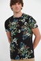 FUNKY BUDDHA-Ανδρικό t-shirt FUNKY BUDDHA μαύρο floral