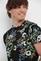 FUNKY BUDDHA-Ανδρικό t-shirt FUNKY BUDDHA μαύρο floral