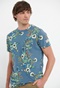 FUNKY BUDDHA-Ανδρικό t-shirt FUNKY BUDDHA μπλε floral