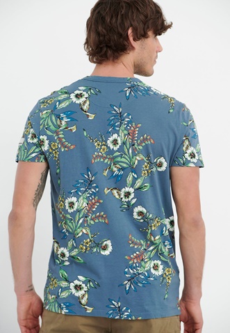 FUNKY BUDDHA-Ανδρικό t-shirt FUNKY BUDDHA μπλε floral