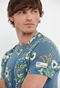 FUNKY BUDDHA-Ανδρικό t-shirt FUNKY BUDDHA μπλε floral