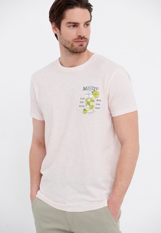 FUNKY BUDDHA-Ανδρικό t-shirt FUNKY BUDDHA ροζ με graphic τύπωμα