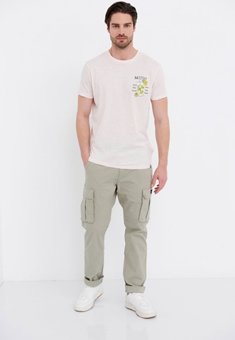 FUNKY BUDDHA-Ανδρικό t-shirt FUNKY BUDDHA ροζ με graphic τύπωμα