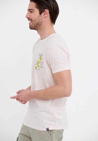 FUNKY BUDDHA-Ανδρικό t-shirt FUNKY BUDDHA ροζ με graphic τύπωμα
