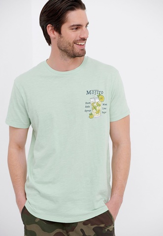 FUNKY BUDDHA-Ανδρικό t-shirt FUNKY BUDDHA πράσινο με graphic τύπωμα