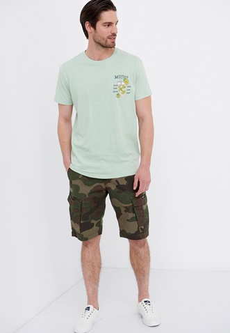 FUNKY BUDDHA-Ανδρικό t-shirt FUNKY BUDDHA πράσινο με graphic τύπωμα