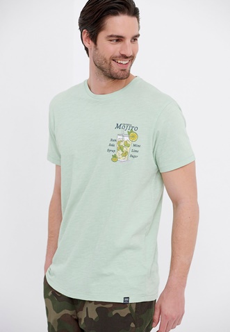 FUNKY BUDDHA-Ανδρικό t-shirt FUNKY BUDDHA πράσινο με graphic τύπωμα