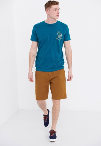 FUNKY BUDDHA-Ανδρικό t-shirt FUNKY BUDDHA μπλε με graphic τύπωμα