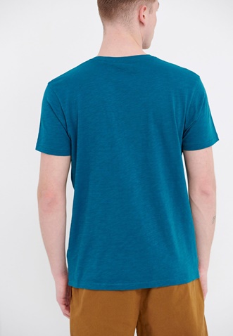 FUNKY BUDDHA-Ανδρικό t-shirt FUNKY BUDDHA μπλε με graphic τύπωμα