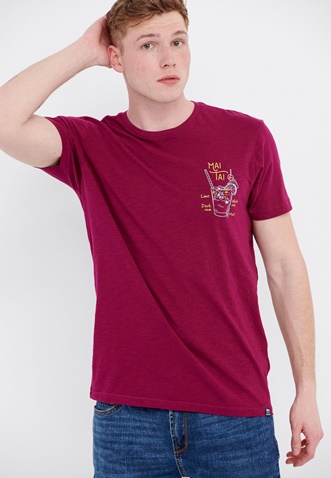 FUNKY BUDDHA-Ανδρικό t-shirt FUNKY BUDDHA μοβ με graphic τύπωμα
