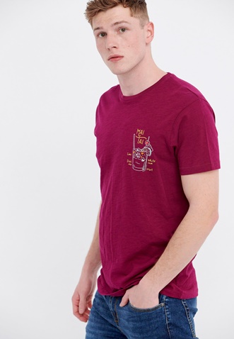 FUNKY BUDDHA-Ανδρικό t-shirt FUNKY BUDDHA μοβ με graphic τύπωμα