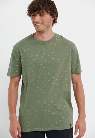 FUNKY BUDDHA-Ανδρικό t-shirt FUNKY BUDDHA relaxed fit πράσινο