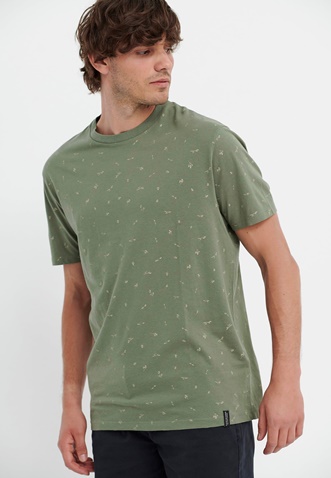 FUNKY BUDDHA-Ανδρικό t-shirt FUNKY BUDDHA relaxed fit πράσινο