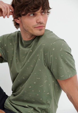 FUNKY BUDDHA-Ανδρικό t-shirt FUNKY BUDDHA relaxed fit πράσινο