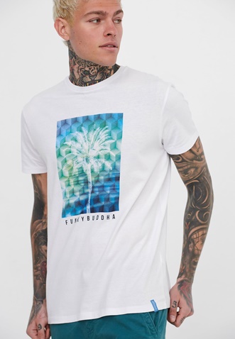 FUNKY BUDDHA-Ανδρικό t-shirt FUNKY BUDDHA λευκό