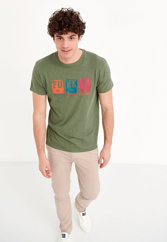 FUNKY BUDDHA-Ανδρικό t-shirt FUNKY BUDDHA χακί