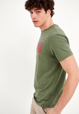 FUNKY BUDDHA-Ανδρικό t-shirt FUNKY BUDDHA χακί