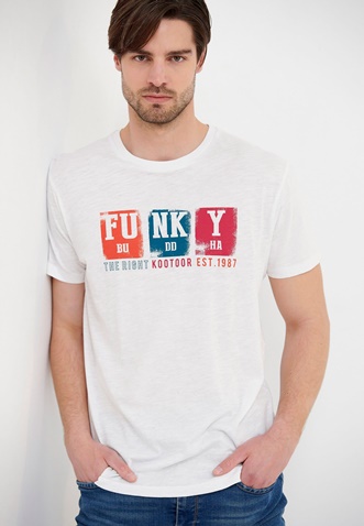 FUNKY BUDDHA-Ανδρικό t-shirt FUNKY BUDDHA λευκό