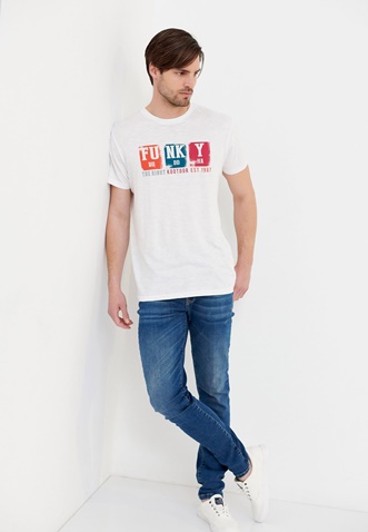 FUNKY BUDDHA-Ανδρικό t-shirt FUNKY BUDDHA λευκό