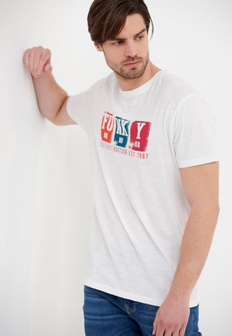 FUNKY BUDDHA-Ανδρικό t-shirt FUNKY BUDDHA λευκό