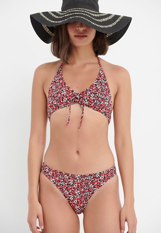 FUNKY BUDDHA-Γυναικείο μαγιό μπικίνι slip FUNKY BUDDHA μαύρο κόκκινο floral