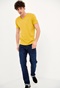 FUNKY BUDDHA-Ανδρικό essential t-shirt FUNKY BUDDHA κίτρινο με λαιμό henley