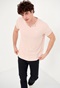 FUNKY BUDDHA-Ανδρικό essential t-shirt FUNKY BUDDHA ροζ με λαιμό henley