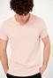 FUNKY BUDDHA-Ανδρικό essential t-shirt FUNKY BUDDHA ροζ με λαιμό henley