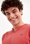 FUNKY BUDDHA-Ανδρικό essential t-shirt FUNKY BUDDHA dusty rose με λαιμό henley