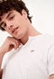 FUNKY BUDDHA-Ανδρικό essential t-shirt FUNKY BUDDHA λευκό με λαιμό henley