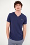 FUNKY BUDDHA-Ανδρικό essential t-shirt FUNKY BUDDHA μπλε με λαιμό henley