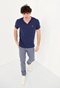 FUNKY BUDDHA-Ανδρικό essential t-shirt FUNKY BUDDHA μπλε με λαιμό henley