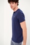 FUNKY BUDDHA-Ανδρικό essential t-shirt FUNKY BUDDHA μπλε με λαιμό henley