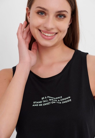 FUNKY BUDDHA-Γυναικείο αμάνικο t-shirt FUNKY BUDDHA μαύρο