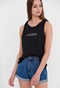 FUNKY BUDDHA-Γυναικείο αμάνικο t-shirt FUNKY BUDDHA μαύρο
