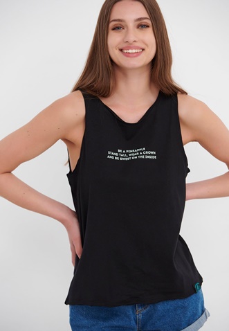 FUNKY BUDDHA-Γυναικείο αμάνικο t-shirt FUNKY BUDDHA μαύρο