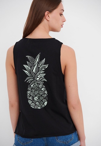 FUNKY BUDDHA-Γυναικείο αμάνικο t-shirt FUNKY BUDDHA μαύρο