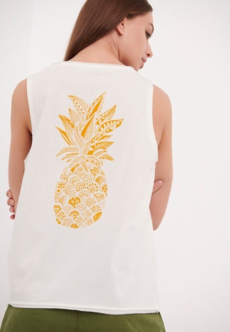 FUNKY BUDDHA-Γυναικείο αμάνικο t-shirt FUNKY BUDDHA λευκό