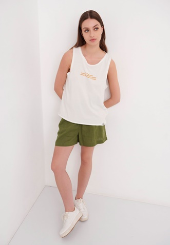 FUNKY BUDDHA-Γυναικείο αμάνικο t-shirt FUNKY BUDDHA λευκό