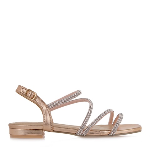 JK LONDON-Γυναικεία flat πέδιλα JK LONDON Q498A3501 ροζ χρυσά